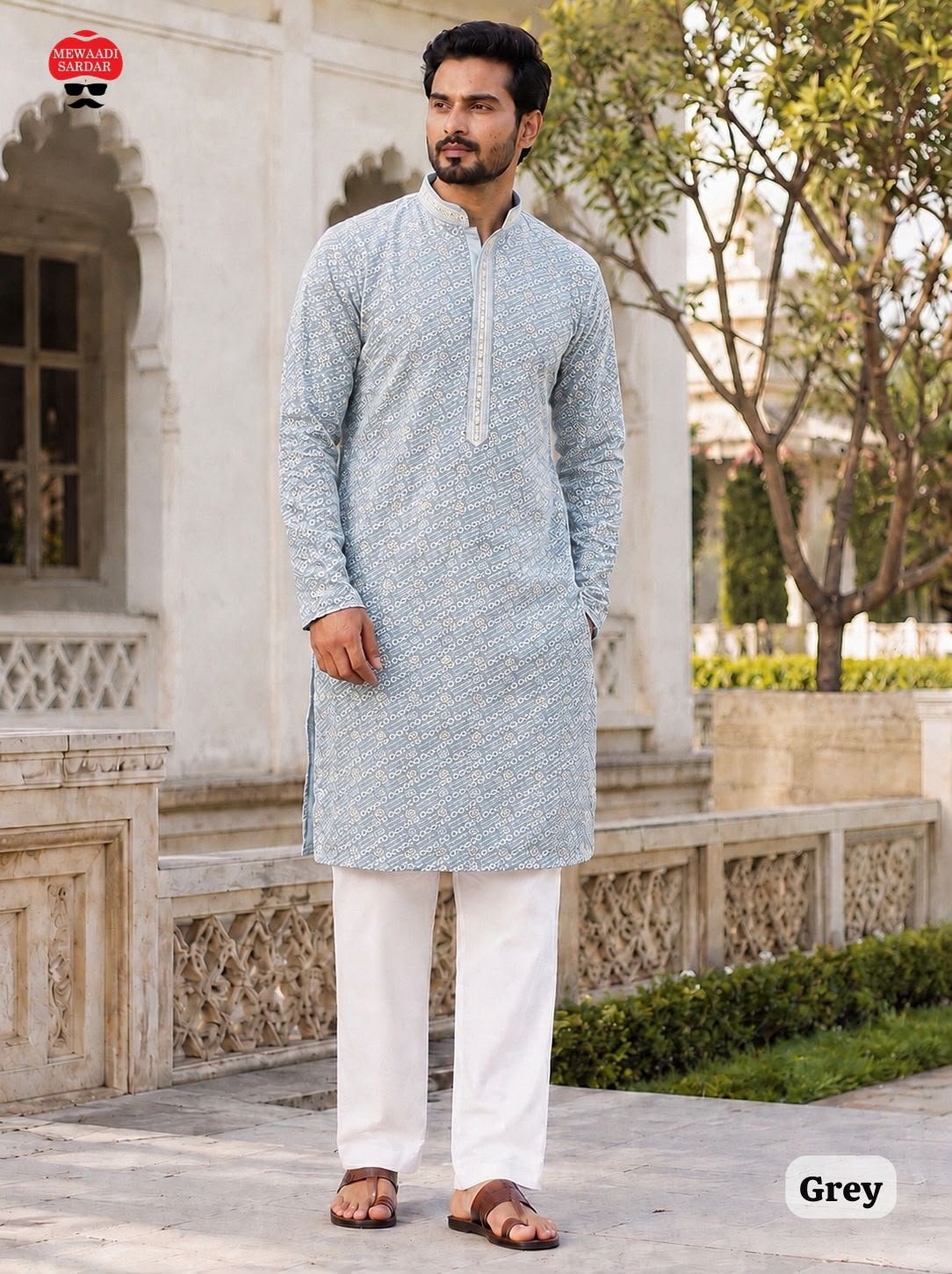 Chikankari Long kurta payjama - Image 4
